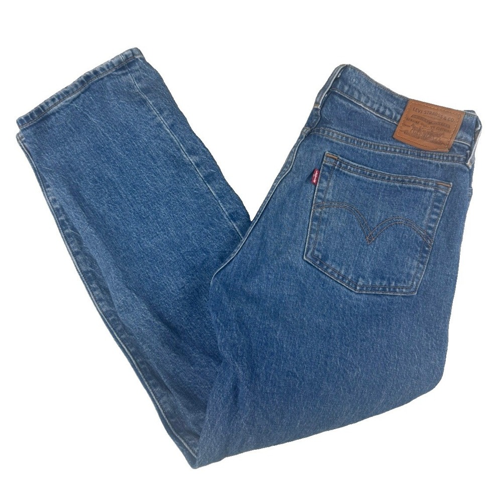 Levi's Premium Wedgie Straight Jeans Womens 28 Blue High Rise Cropped
